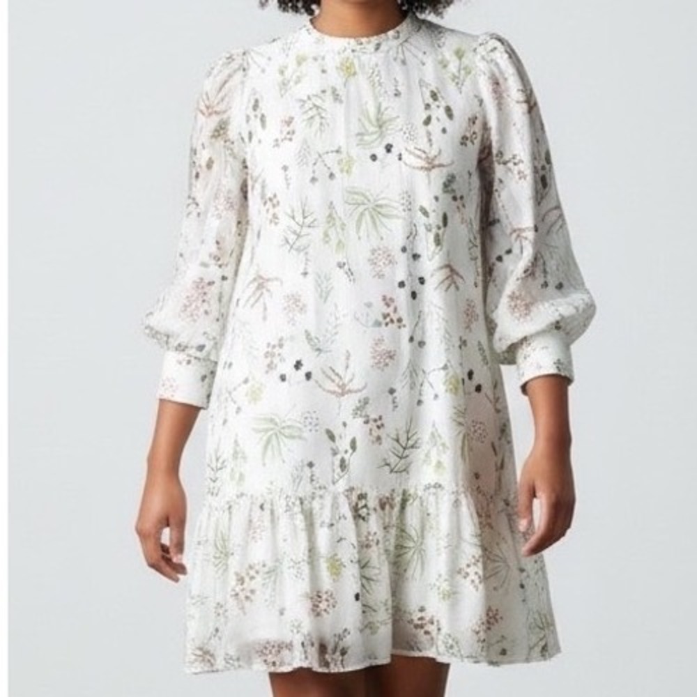 Soaked in Luxury Tunic Dress‎ L Floral Puff Sleeve ethereal cottagecore coastal